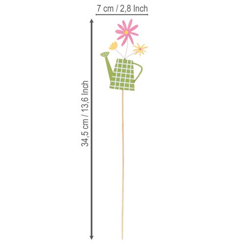 Artikel Frühlingshafte Gießkannenstecker aus Holz, bunte Gartendeko im Set, 12 Stück