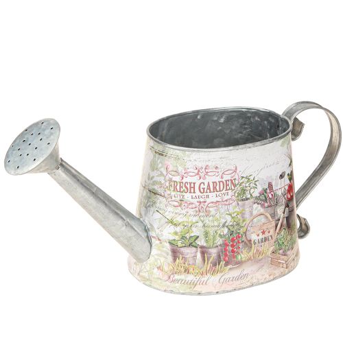 Artikel Silberne Deko-Gießkanne Metall Vintage Flair Fresh Garden 30x11x14,5cm