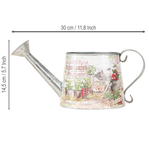 Artikel Silberne Deko-Gießkanne Metall Vintage Flair Fresh Garden 30x11x14,5cm