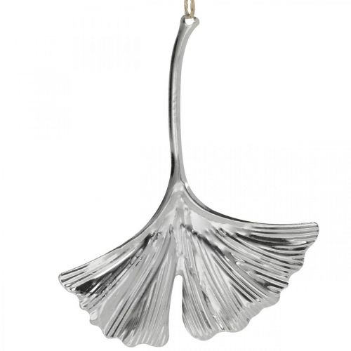 Floristik21 Dekoanhänger Ginkgoblatt, Metalldeko, Advent, Herbstdeko Silbern L12cm 12St