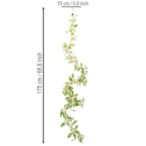Künstliche Girlande aus Kunststoff mit panaschierten Blättern, 175 cm Grün-weiß, Innenbereich | Floristik21.de