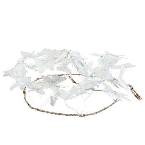 Floristik21 Girlande mit Schmetterlingen Weiß 154cm