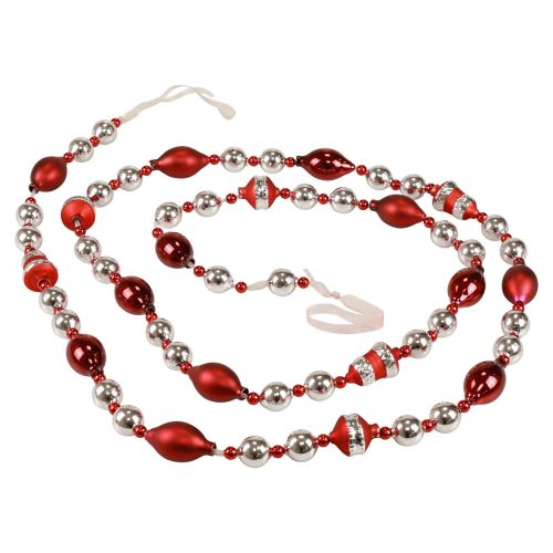 Floristik21 Girlande Weihnachten Glas Deko Rot Silber Fensterdeko 200cm