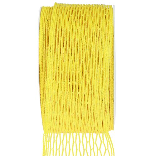 Floristik21 Netzband Gitterband Dekoband Gelb drahtverstärkt 50mm 10m