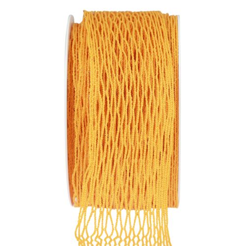 Floristik21 Netzband Gitterband Dekoband Orange drahtverstärkt 50mm 10m