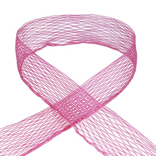 Netzband Gitterband Dekoband Pink drahtverstärkt 50mm 10m