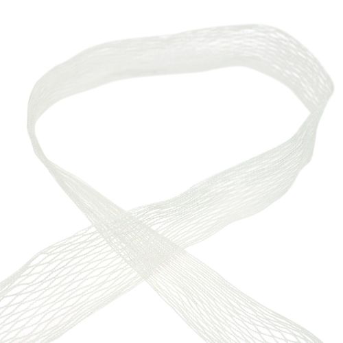 Floristik21 Netzband Gitterband Dekoband Weiß drahtverstärkt 50mm 10m