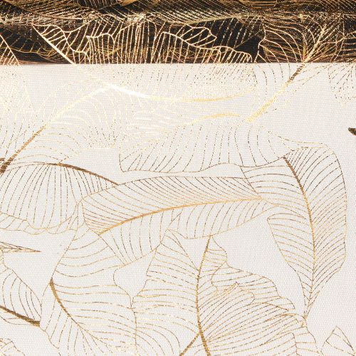 Artikel Organza Tischläufer Schwarz-Gold Dekostoff Eleganz Blättermuster 48x450cm