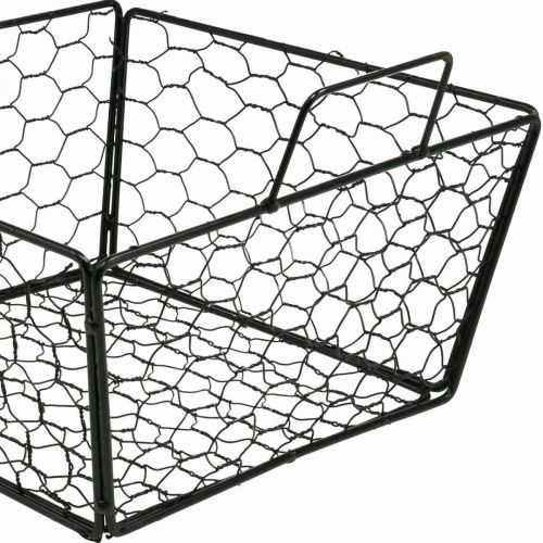 Drahtkorb mit Henkel Blumenkorb Metall Schwarz L×B33cm