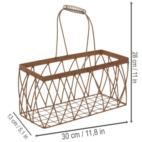 Gitterkorb Metall Korb Rost Optik 28x13,5x14cm 2St | Floristik21.de