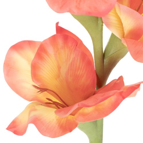 Künstliche Gladiole aus Seidenstoff, Orange-Gelb, 88 cm | Floristik21.de