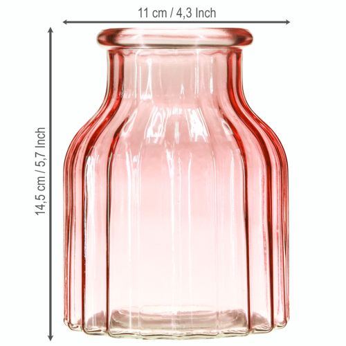 Artikel Elegante Glas-Blumenvase Retro Rosa Ø11cm H14,5cm 2St - Für Floristen