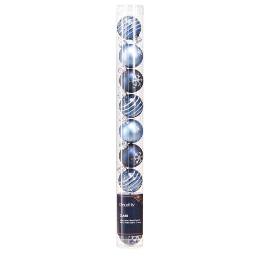 Artikel Glas-Christbaumkugeln Mini in Blau & Silber 9er-Set, Festliche Weihnachtsdeko Ø3cm