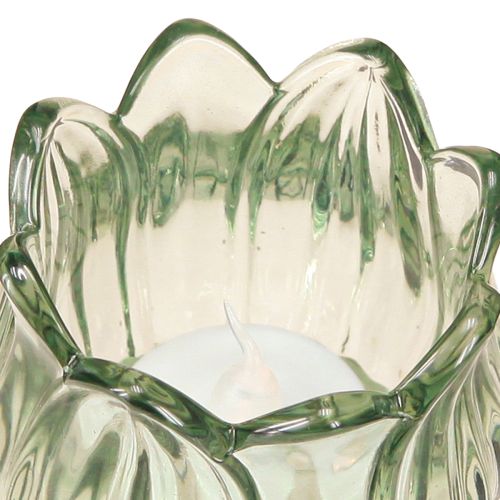 Artikel Glas Kerzenhalter Teelichthalter Tulpe Grün Ø7cm H7cm 2St - Stilvolle Raumdekoration