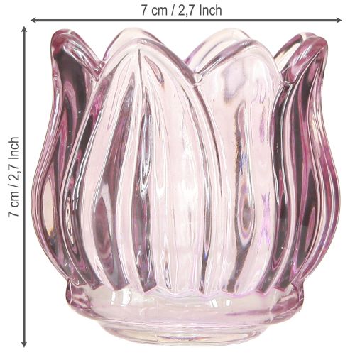 Artikel Glas-Teelichthalter Tulpe Lila Ø7cm H7cm 2St – Romantische Dekoration & Geschenkidee