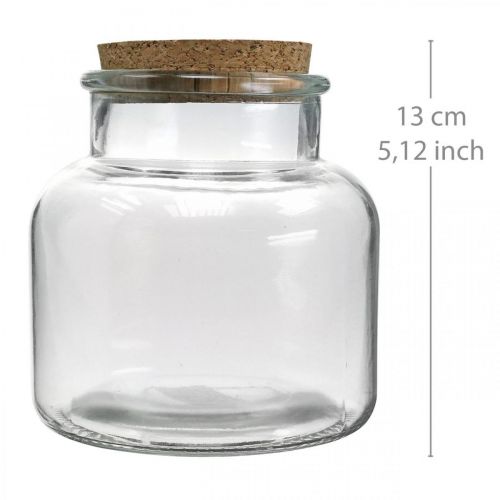 Glas mit Korkdeckel Glasdeko und Korken Klar Ø12cm H12,5cm