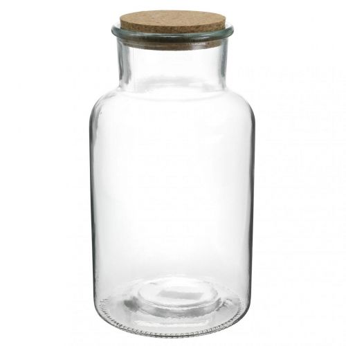 Floristik21 Glas mit Korkdeckel Deko-Glas mit Korken Klar Ø14cm H26cm