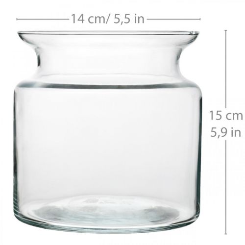 Artikel Blumenvase Glas klar Vase für Deko im Glas Ø14cm H15cm