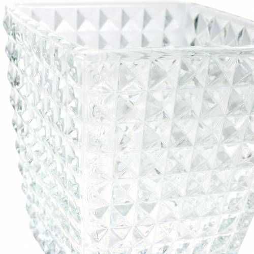 Glaswindlicht Würfel Facettenmuster, Tischdeko, Vase aus Glas, Glasdeko 2St