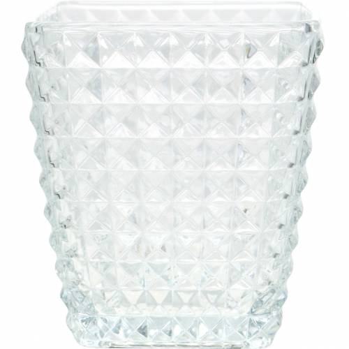 Glaswindlicht Würfel Facettenmuster, Tischdeko, Vase aus Glas, Glasdeko 2St