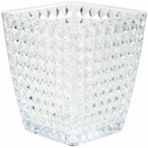 Glaswindlicht Würfel Facettenmuster, Tischdeko, Vase aus Glas, Glasdeko 2St Glaswindlicht Würfel Facettenmuster, Tischdeko, Vase aus Glas, Glasdeko 2St