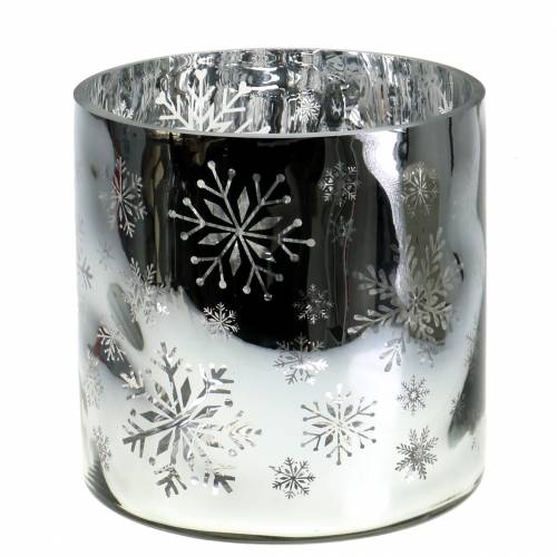 Weihnachtsdeko Windlicht Glas Metallic Ø20cm H20cm