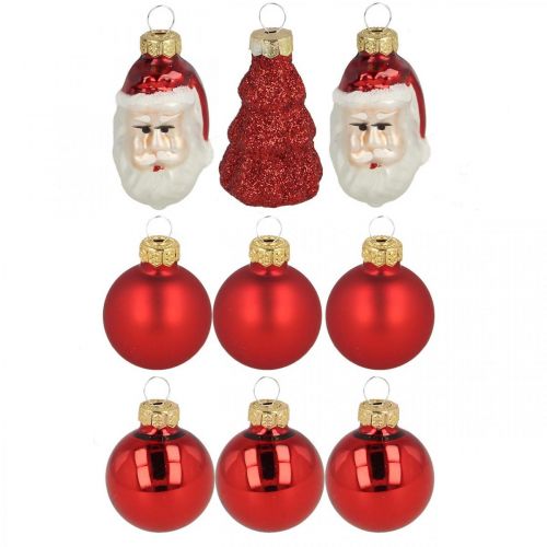 Mini Weihnachtsdeko Figuren und Kugeln Sortiert Glas 3cm 9St