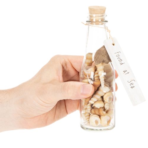 Glasflasche Set mit Muscheln und Anhänger, ca. 17 cm, Naturdeko, 2 Stück | Floristik21.de