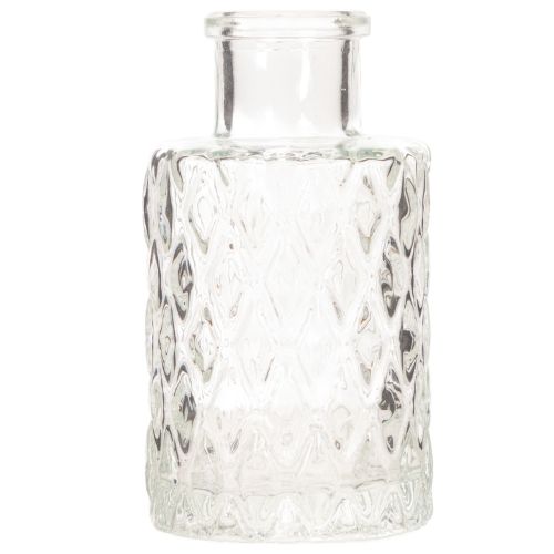 Set aus 6 Mini Glasvasen mit Rautenmuster, transparent, H 9 cm, Ø 5 cm | Floristik21.de