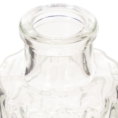 Set aus 6 Mini Glasvasen mit Rautenmuster, transparent, H 9 cm, Ø 5 cm | Floristik21.de