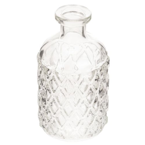 Glasflasche Rautenmuster 13cm klar 6St Vase Dekoflasche