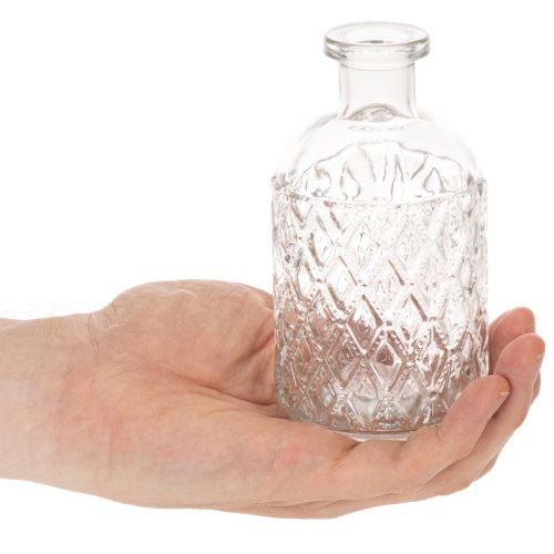 Glasflasche Rautenmuster 13cm klar 6St Vase Dekoflasche | Floristik21.de