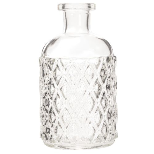 Glasflasche Rautenmuster 13cm klar 6St Vase Dekoflasche | Floristik21.de