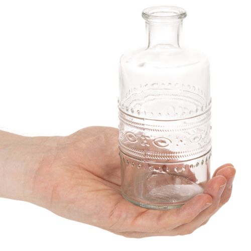 Glasflasche zylindrisch klar mit Muster 15cm als Dekovase 6er Set | Floristik21.de