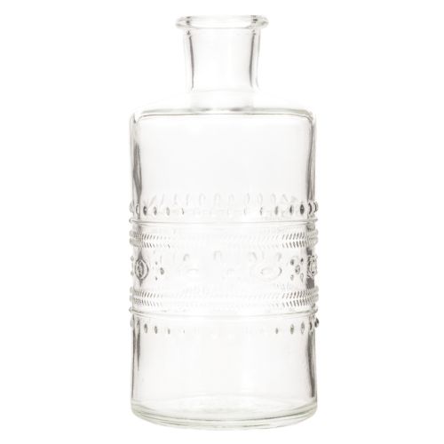 Glasflasche zylindrisch klar mit Muster 15cm als Dekovase 6er Set | Floristik21.de