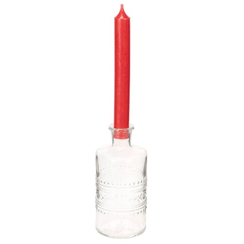 Glasflasche zylindrisch klar mit Muster 15cm als Dekovase 6er Set | Floristik21.de
