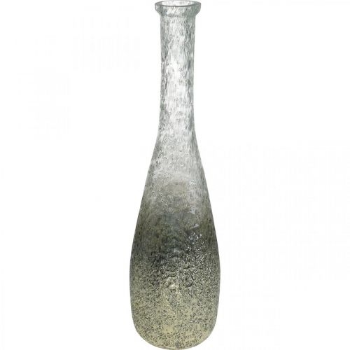 Glasvase zweifarbig, Tischdeko aus Echtglas Klar, Silbern H40cm