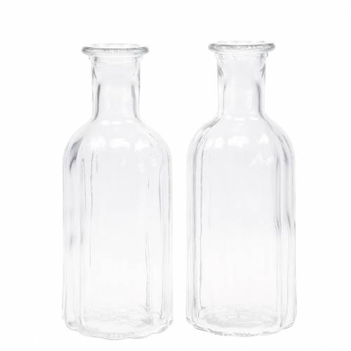 Floristik21 Deko Glasflasche mit Rillendekor Klar Ø7,5cm H19cm 6St