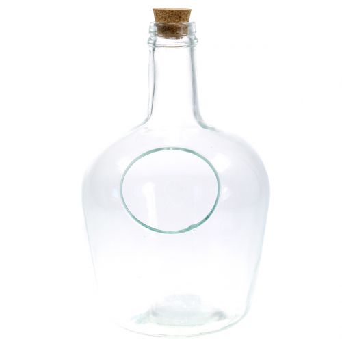 Floristik21 Glasflasche Dekogefäß mit Korken Ø19cm H30cm