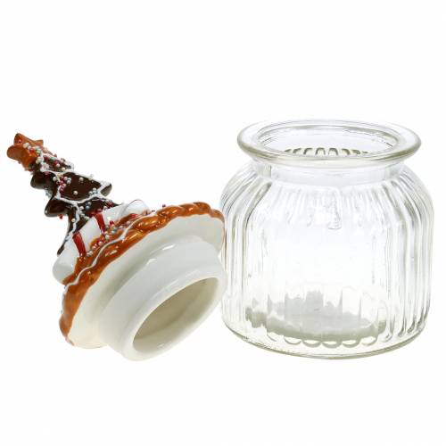 Floristik21 Glasdose mit Keramikdeckel Lebkuchen Weiß, Braun H21,5cm Plätzchendose