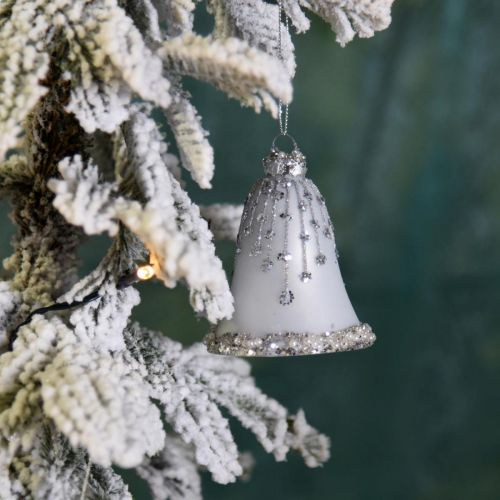 Artikel Weihnachtsglocken, Christbaumschmuck, Glocken aus Glas Ø6,5cm H8cm Weiß 2er-Set