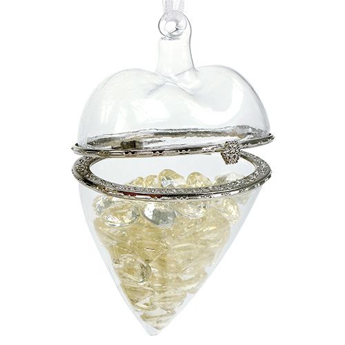 Floristik21 Glasherz Hängedeko zum Befüllen 7x10cm klar 2er Set für Hochzeit & Event