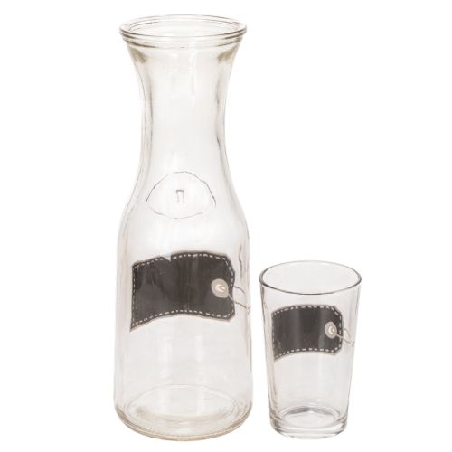Glaskaraffe H27cm mit 4 Gläsern H11cm | Floristik21.de