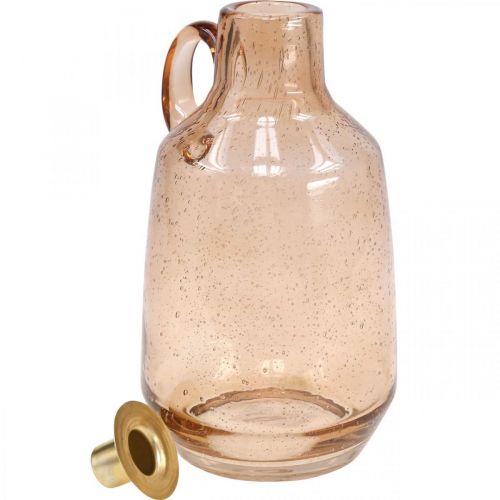 Floristik21 Kerzenständer Glas Stabkerze Hellbraun Glas Deko H22cm
