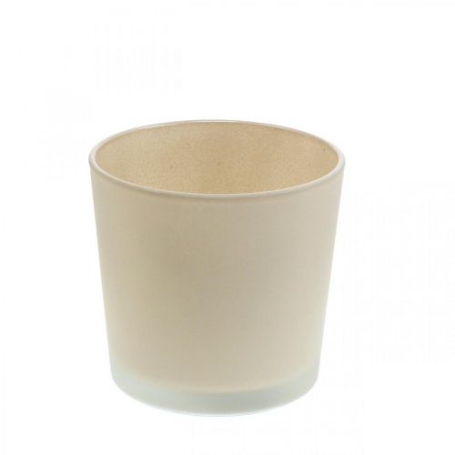 Floristik21 Glas Blumentopf Beige Übertopf Glaskübel Ø11,5cm H11cm