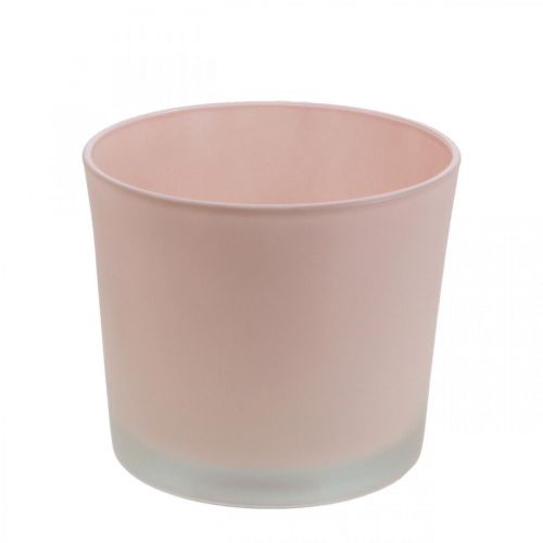 Floristik21 Blumentopf Glas Übertopf Rosa Glaskübel Ø14,5cm H12,5cm