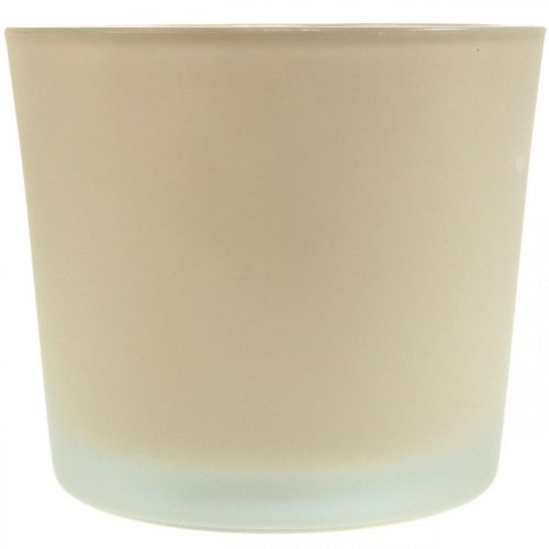 Floristik21 Glas Blumentopf Beige Übertopf Glaskübel Ø14,5cm H12,5cm
