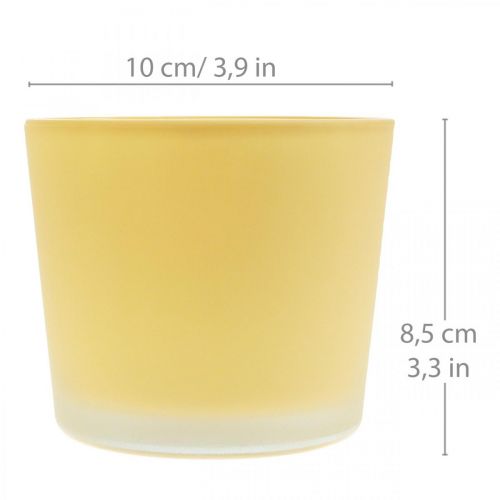Glas Blumentopf Gelb Übertopf Glaskübel Ø10cm H8,5cm