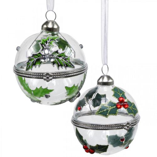 Floristik21 Christbaumkugeln Glas zum Befüllen Stechpalme Ø6cm 2St