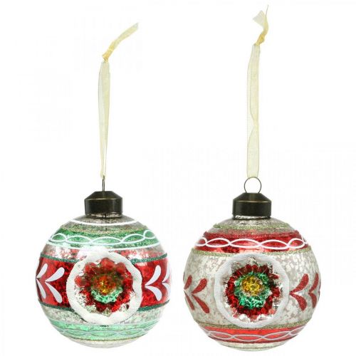 Floristik21 Christbaumkugeln mit Muster, Baumschmuck, Weihnachtskugeln Bunt H9cm Ø8cm Echtglas 3St